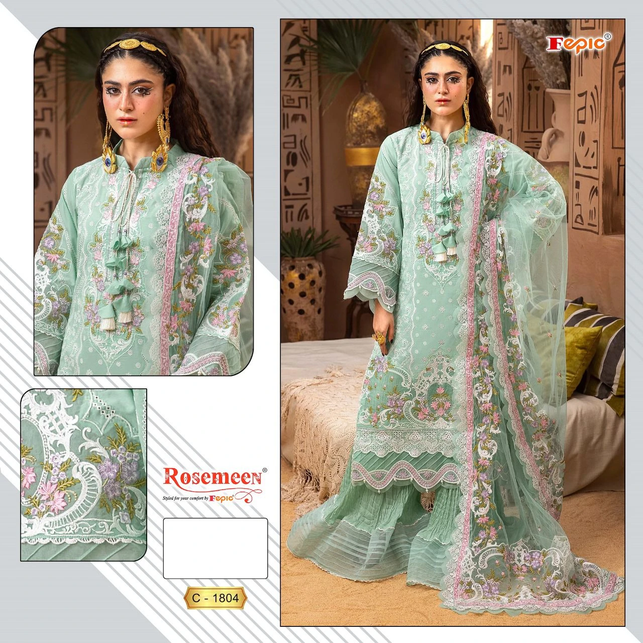 Fepic C 1804 Pure Cotton Wholesale Pakistani Salwar Suit Catalog — Wholesale Salwar Suits, MPA wholesale from Surat - Gallery Image 2